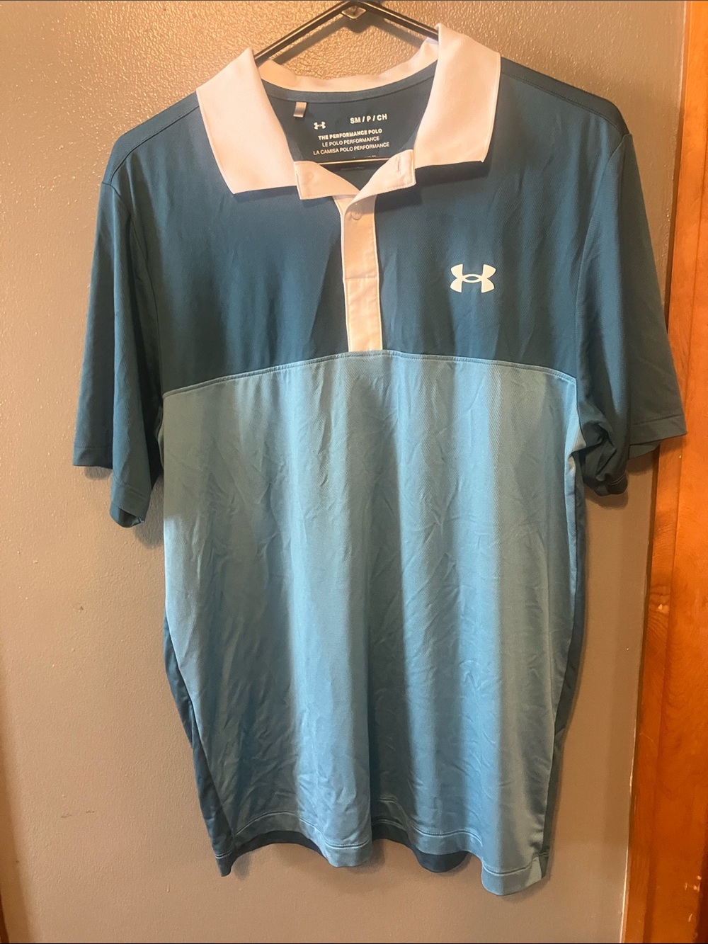 Under Armour Men's Two-Tone Teal and Navy Polo